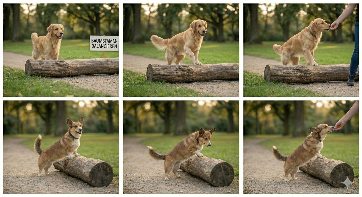 Hund beim sanften Bewegungstraining für Hundefitness zu Hause